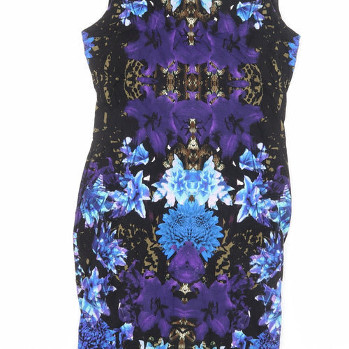 Limited Edition Womens Multicoloured Geometric Polyester Bodycon Size 8 Round Neck Pullover