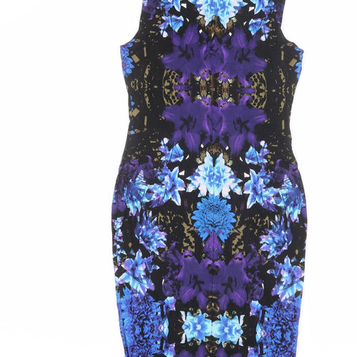 Limited Edition Womens Multicoloured Geometric Polyester Bodycon Size 8 Round Neck Pullover