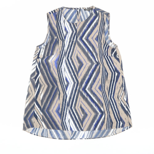 Warehouse Womens Multicoloured Geometric Polyester Basic Tank Size 10 Round Neck - Zig Zag Pattern