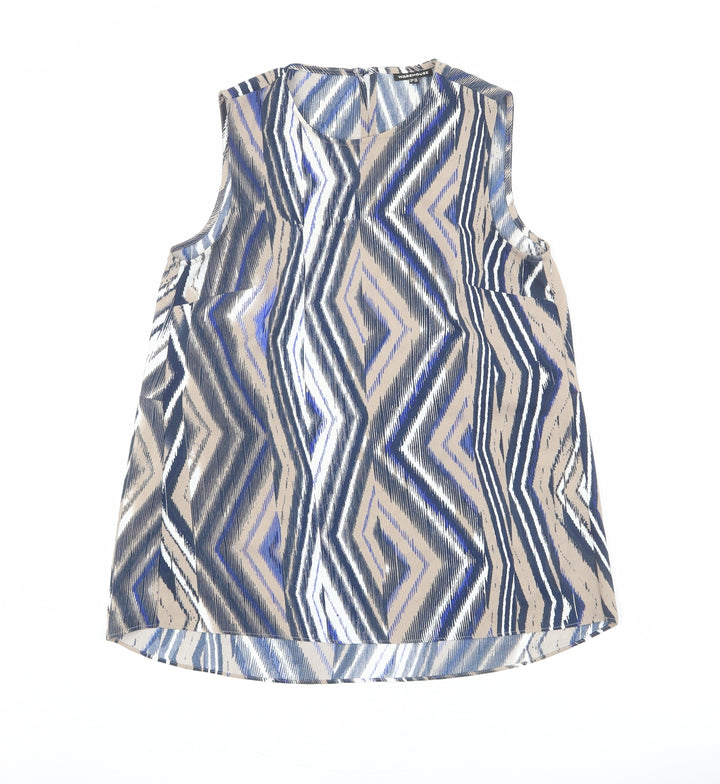 Warehouse Womens Multicoloured Geometric Polyester Basic Tank Size 10 Round Neck - Zig Zag Pattern
