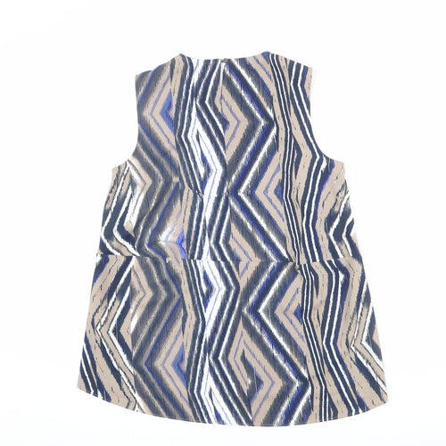 Warehouse Womens Multicoloured Geometric Polyester Basic Tank Size 10 Round Neck - Zig Zag Pattern