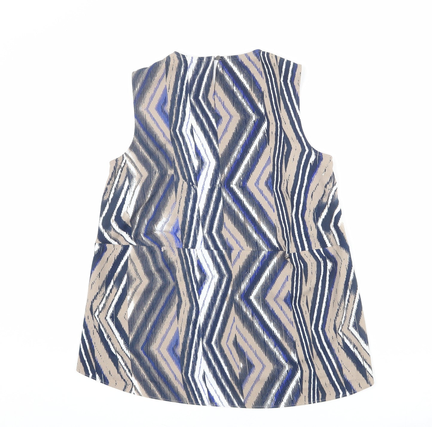 Warehouse Womens Multicoloured Geometric Polyester Basic Tank Size 10 Round Neck - Zig Zag Pattern
