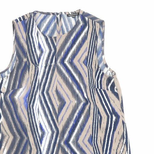 Warehouse Womens Multicoloured Geometric Polyester Basic Tank Size 10 Round Neck - Zig Zag Pattern