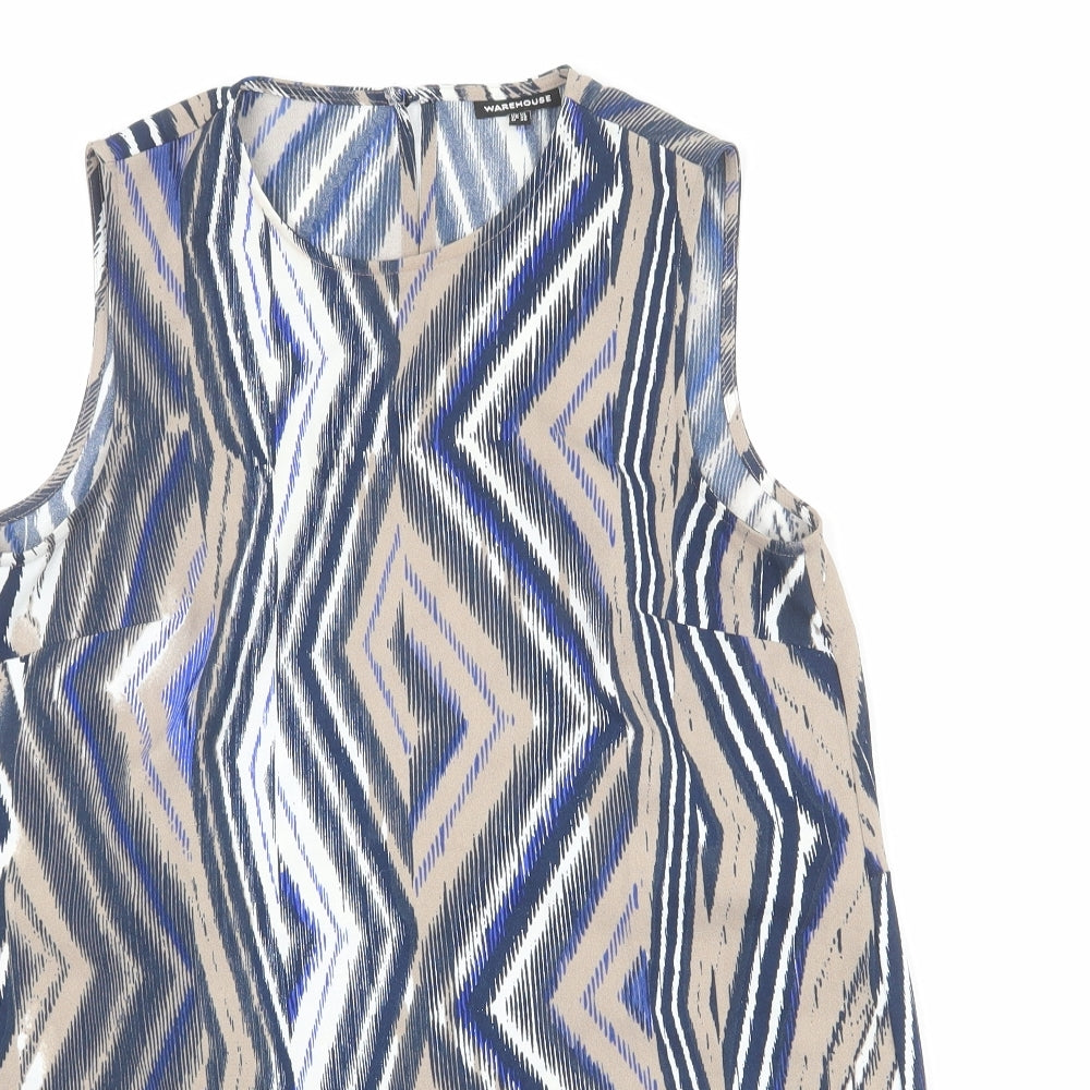 Warehouse Womens Multicoloured Geometric Polyester Basic Tank Size 10 Round Neck - Zig Zag Pattern