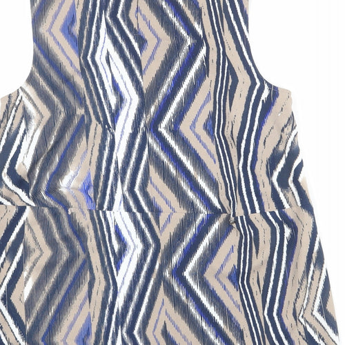 Warehouse Womens Multicoloured Geometric Polyester Basic Tank Size 10 Round Neck - Zig Zag Pattern