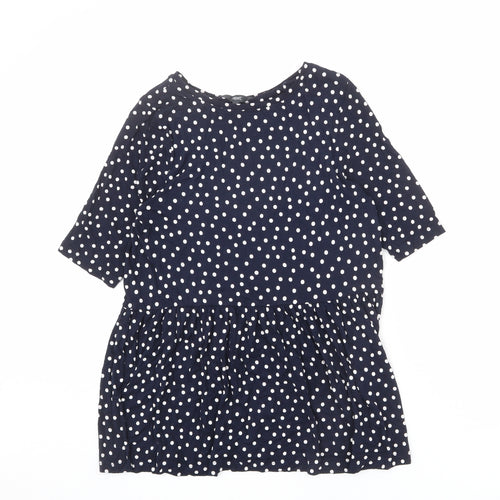 NEXT Womens Blue Polka Dot Viscose Basic T-Shirt Size 8 Round Neck