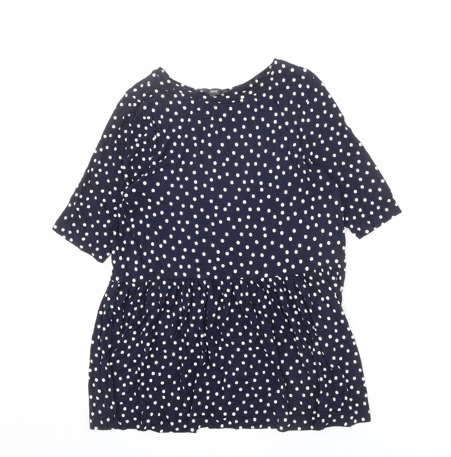 NEXT Womens Blue Polka Dot Viscose Basic T-Shirt Size 8 Round Neck