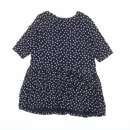 NEXT Womens Blue Polka Dot Viscose Basic T-Shirt Size 8 Round Neck