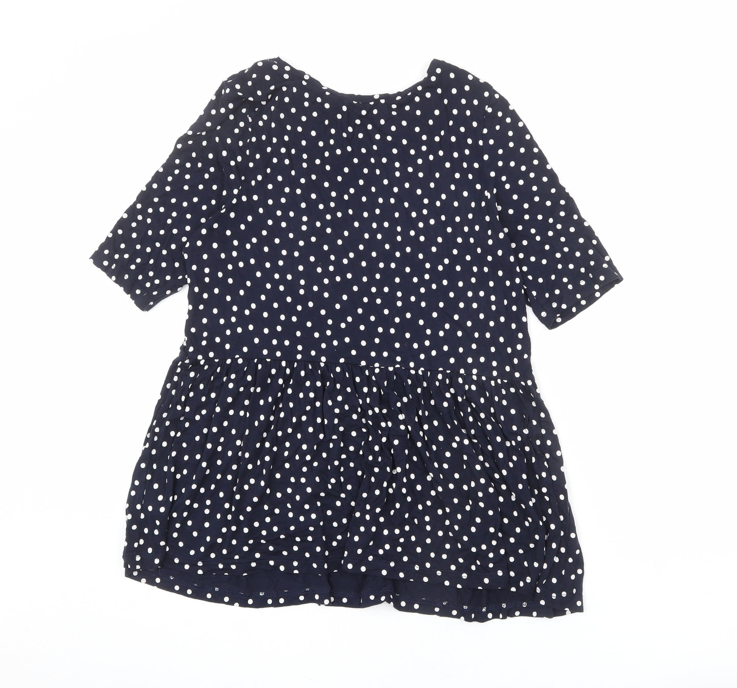 NEXT Womens Blue Polka Dot Viscose Basic T-Shirt Size 8 Round Neck