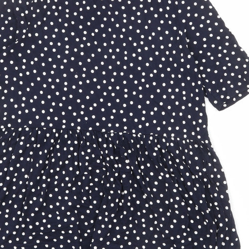 NEXT Womens Blue Polka Dot Viscose Basic T-Shirt Size 8 Round Neck