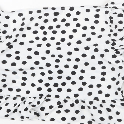 Topshop Womens White Polka Dot Polyester Cropped Blouse Size 8 Square Neck
