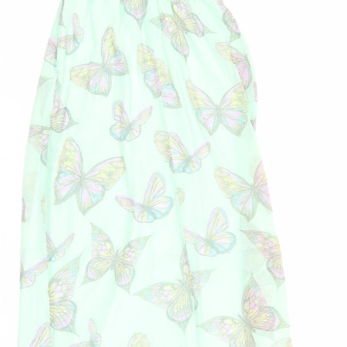 Dorothy Perkins Womens Green Geometric Polyester Maxi Size 8 V-Neck Zip - Butterfly Print