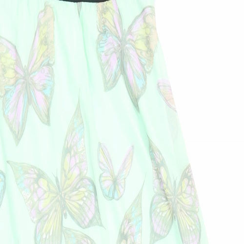 Dorothy Perkins Womens Green Geometric Polyester Maxi Size 8 V-Neck Zip - Butterfly Print