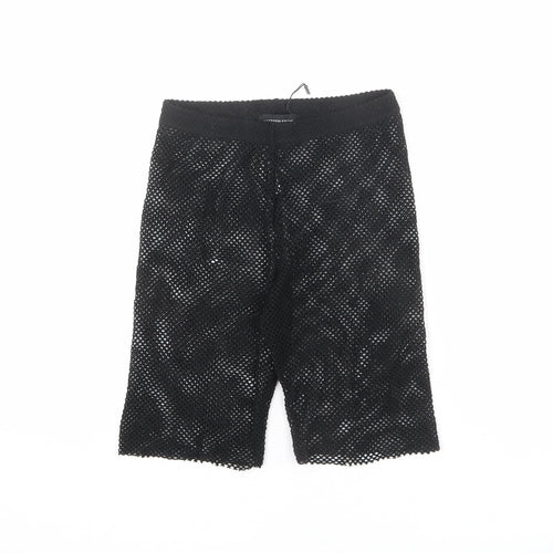 PRETTYLITTLETHING Womens Black Polyester Biker Shorts Size 24 in L8 in Regular Pull On