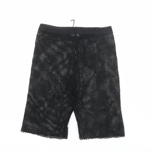 PRETTYLITTLETHING Womens Black Polyester Biker Shorts Size 24 in L8 in Regular Pull On