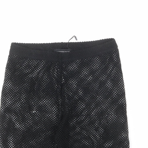 PRETTYLITTLETHING Womens Black Polyester Biker Shorts Size 24 in L8 in Regular Pull On