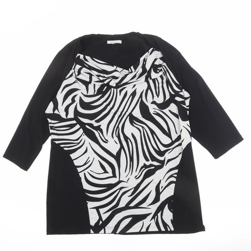 Per Una Womens Black Animal Print Polyester Basic T-Shirt Size 20 Cowl Neck - Zebra Print