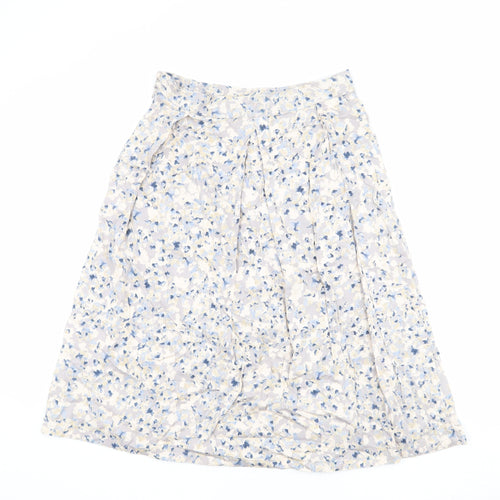 Adini Womens Multicoloured Floral Cotton Pleated Skirt Size S Zip