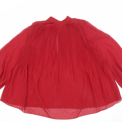 ASOS Womens Red Polyester Basic Blouse Size 8 Mock Neck - Pleated