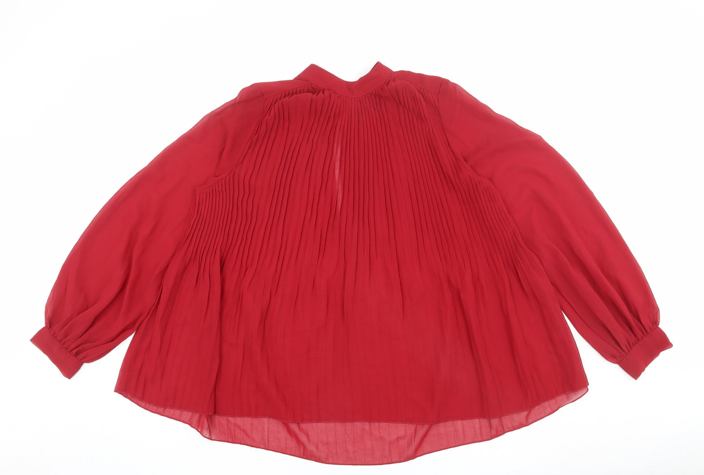 ASOS Womens Red Polyester Basic Blouse Size 8 Mock Neck - Pleated