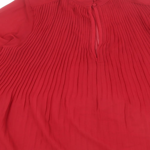 ASOS Womens Red Polyester Basic Blouse Size 8 Mock Neck - Pleated