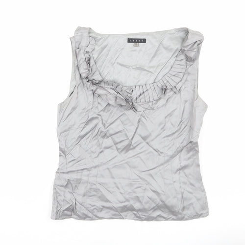 Coast Womens Silver Silk Basic Blouse Size S Scoop Neck