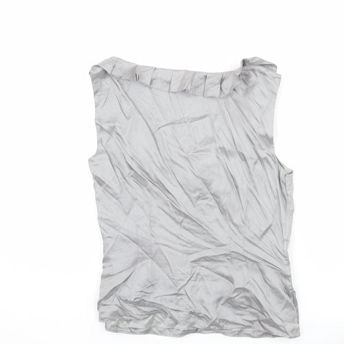 Coast Womens Silver Silk Basic Blouse Size S Scoop Neck