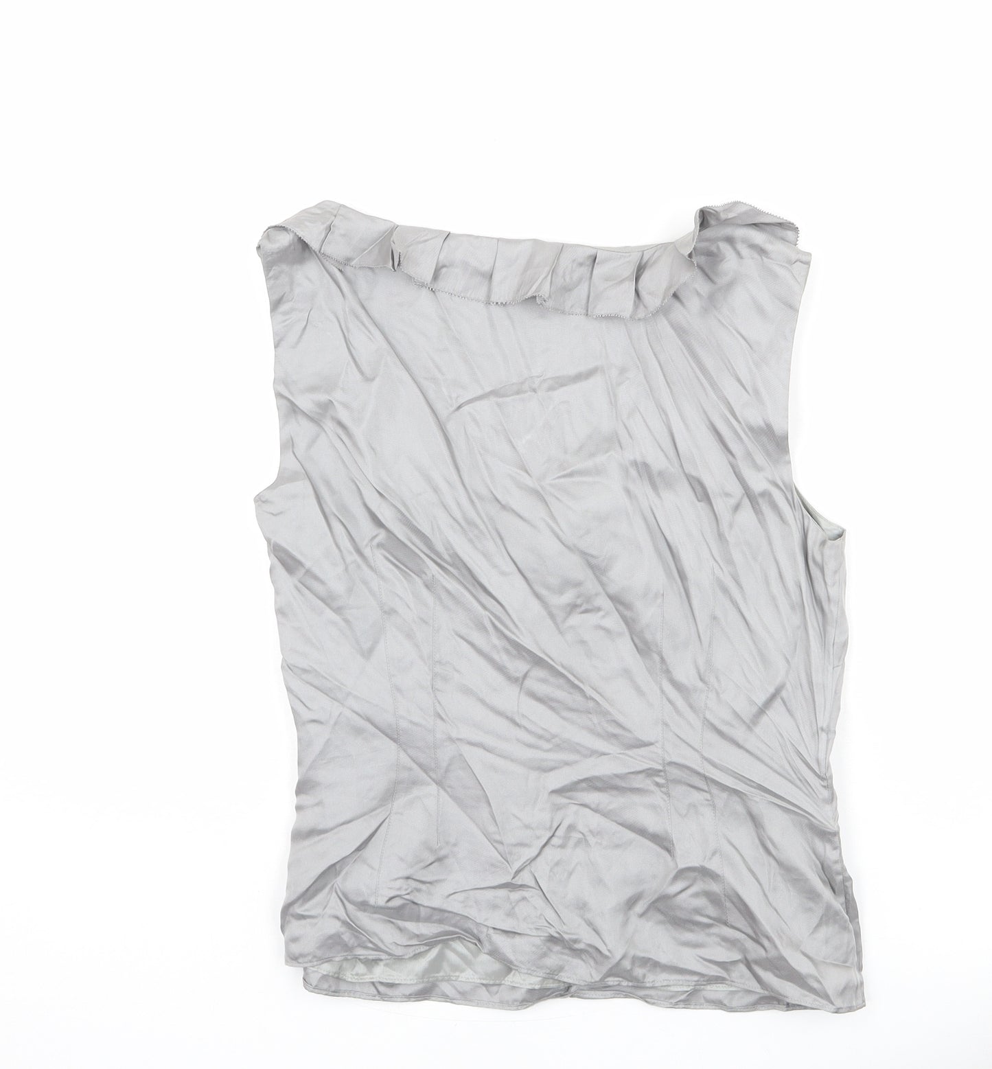 Coast Womens Silver Silk Basic Blouse Size S Scoop Neck