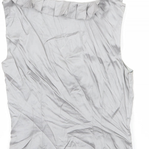 Coast Womens Silver Silk Basic Blouse Size S Scoop Neck