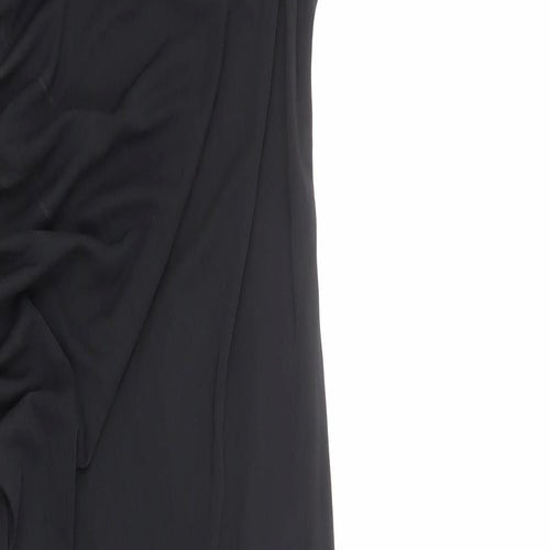 Zara Womens Black Striped Polyester Maxi Size S Cowl Neck Pullover - Ruched Detail