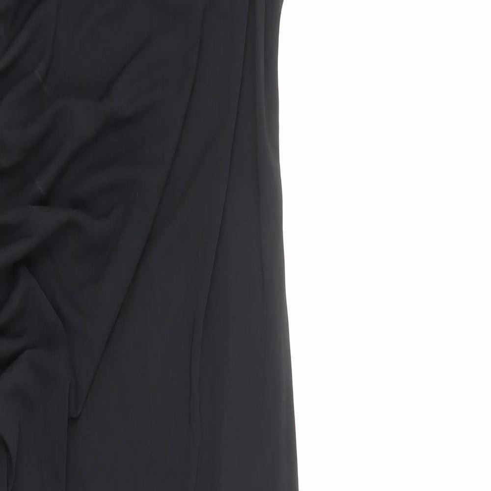 Zara Womens Black Striped Polyester Maxi Size S Cowl Neck Pullover - Ruched Detail