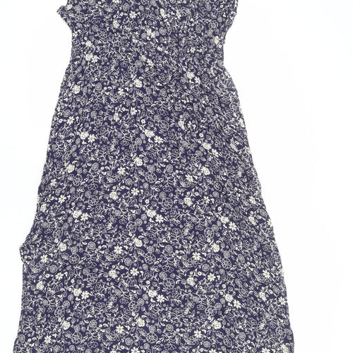 Marks and Spencer Womens Black Floral Viscose Maxi Size 14 V-Neck Pullover - Lace Detail