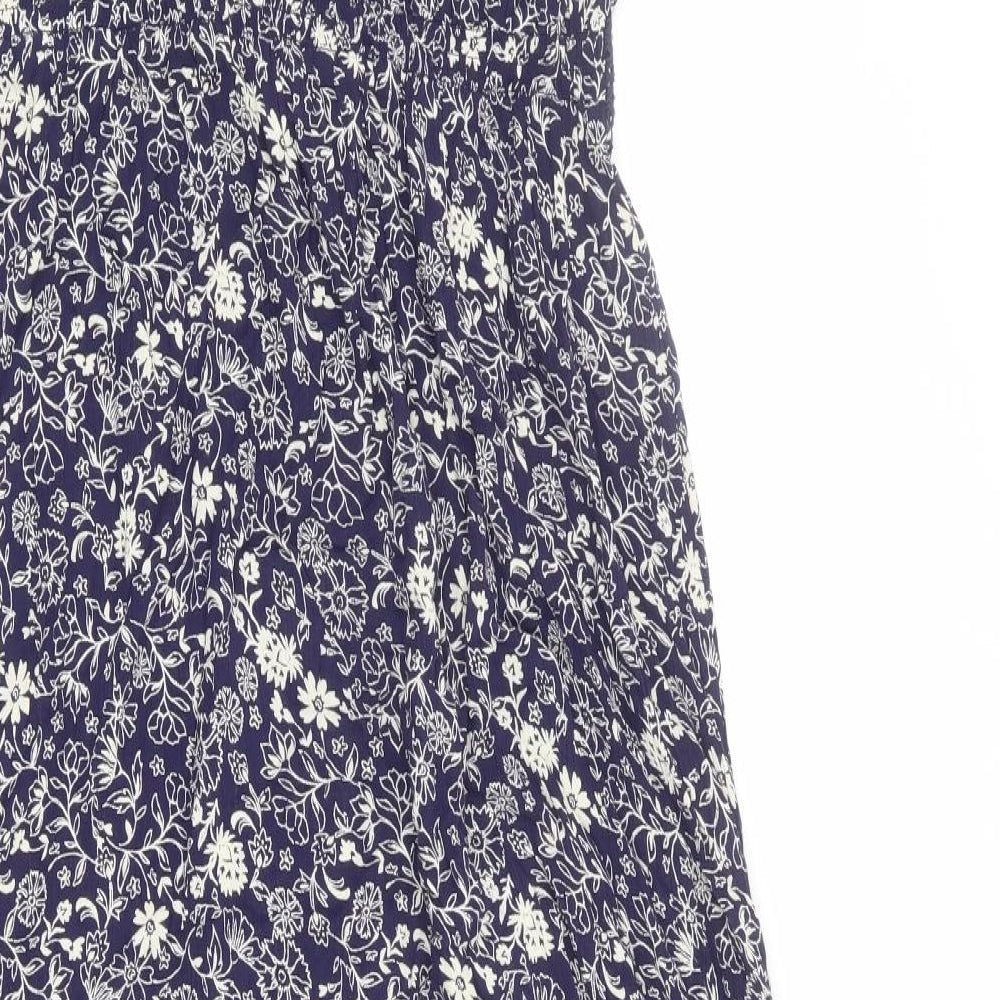 Marks and Spencer Womens Black Floral Viscose Maxi Size 14 V-Neck Pullover - Lace Detail