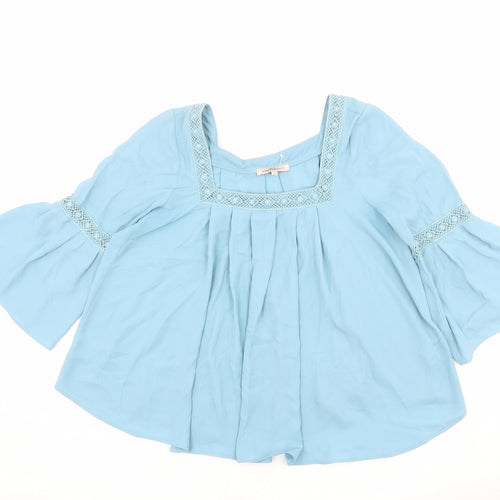 Limited Edition Womens Blue Polyester Basic Blouse Size 10 Square Neck - Cut Out Detail