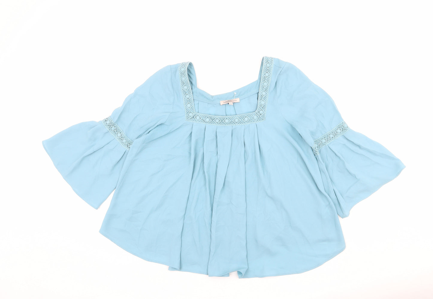 Limited Edition Womens Blue Polyester Basic Blouse Size 10 Square Neck - Cut Out Detail