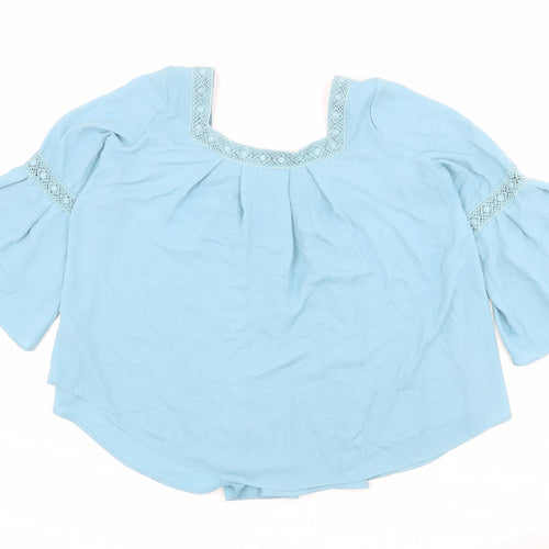 Limited Edition Womens Blue Polyester Basic Blouse Size 10 Square Neck - Cut Out Detail
