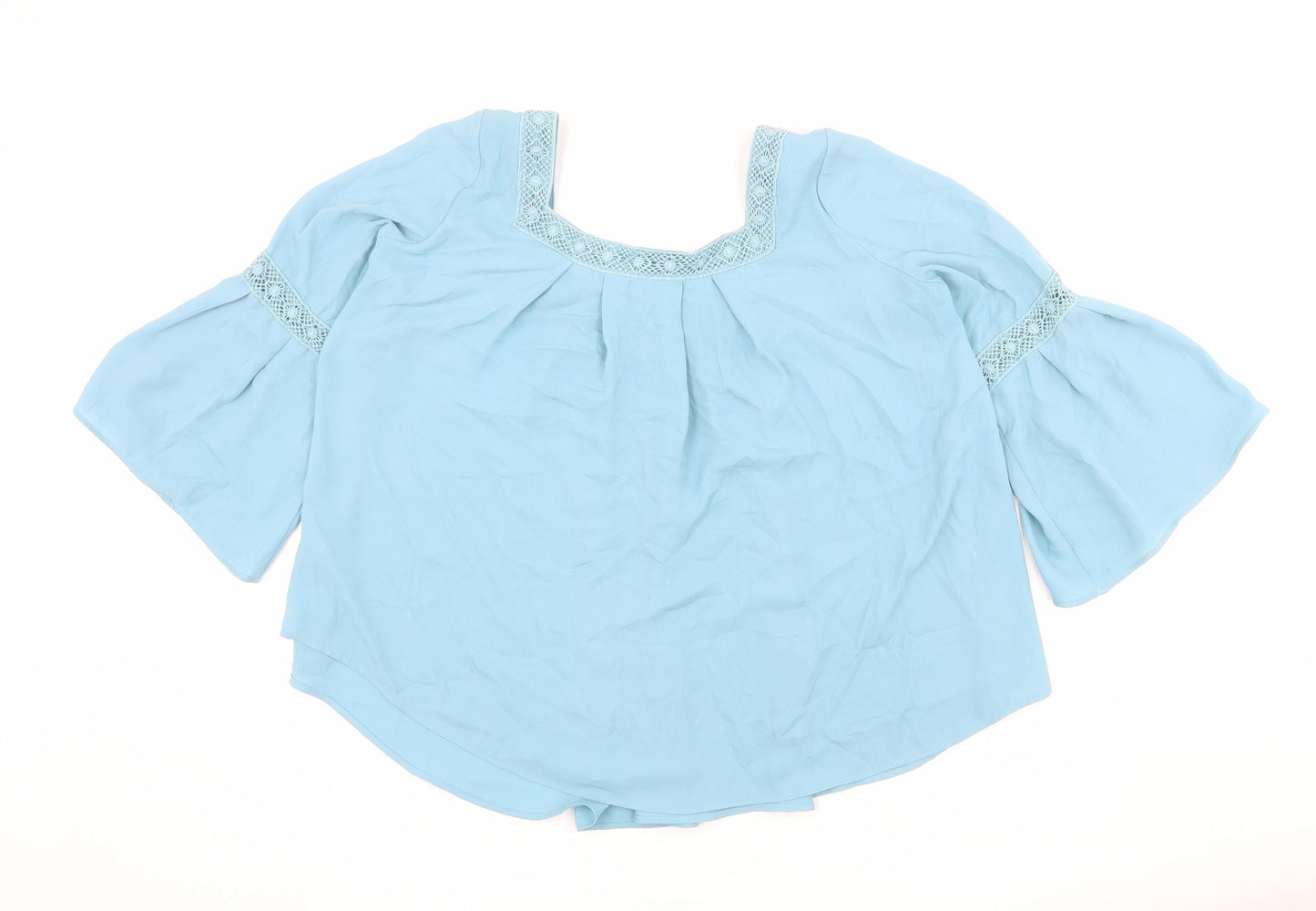 Limited Edition Womens Blue Polyester Basic Blouse Size 10 Square Neck - Cut Out Detail