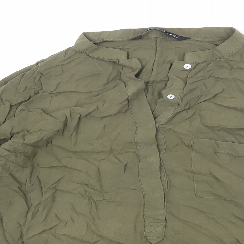 Zara Womens Green Polyester Basic Blouse Size M Henley