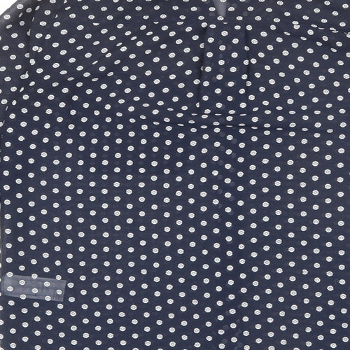 Warehouse Womens Blue Geometric Polyester Basic Button-Up Size 6 Collared