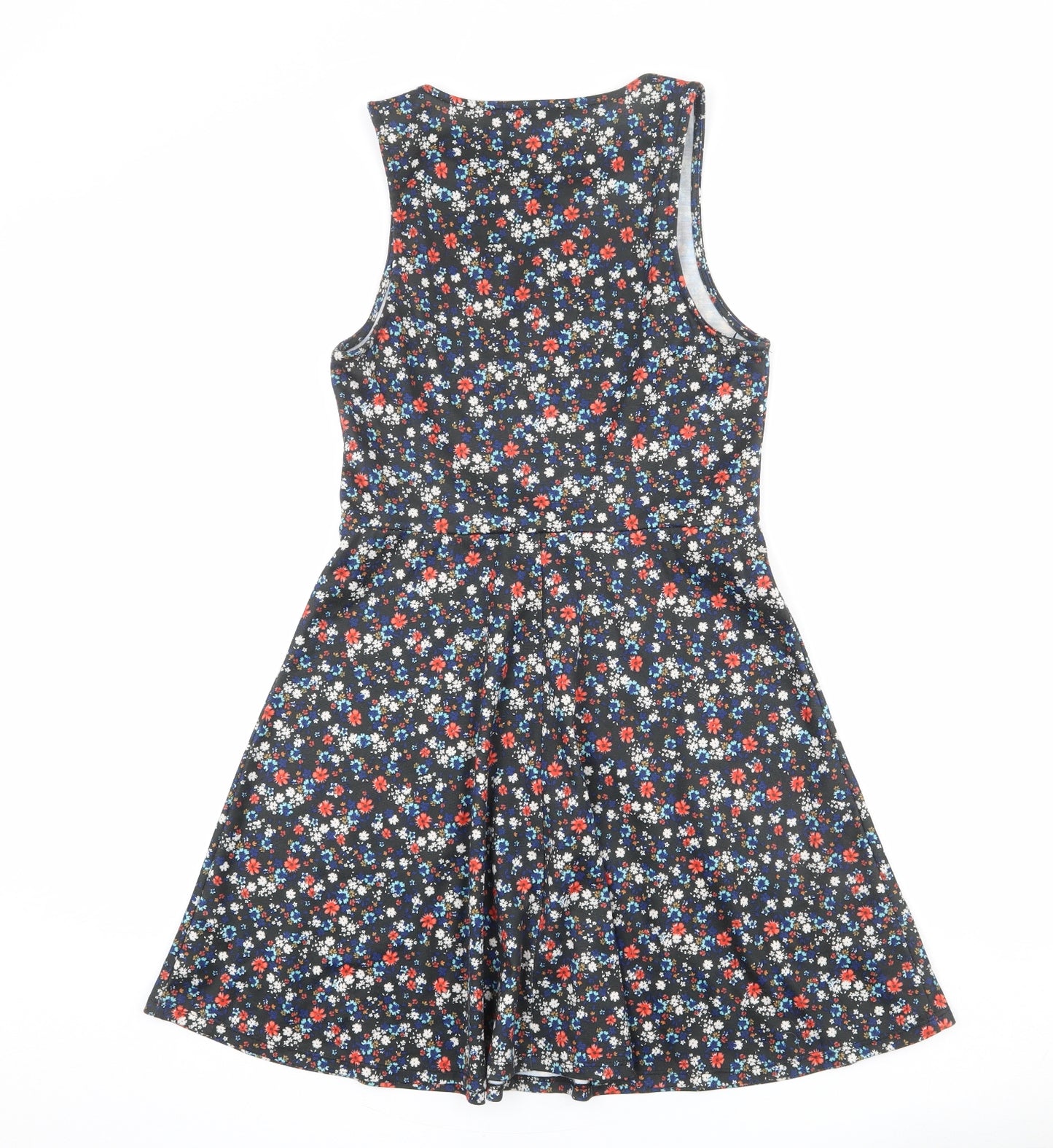 New Look Womens Multicoloured Floral Polyester Skater Dress Size 10 Round Neck Pullover