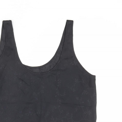 St Michael Womens Black Geometric Polyester Basic T-Shirt Size 16 Scoop Neck - Leaf Print