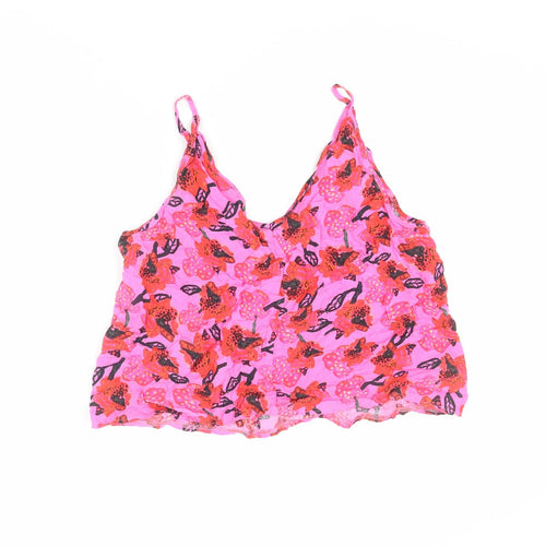 ASOS Womens Pink Geometric Viscose Camisole Blouse Size 14 V-Neck
