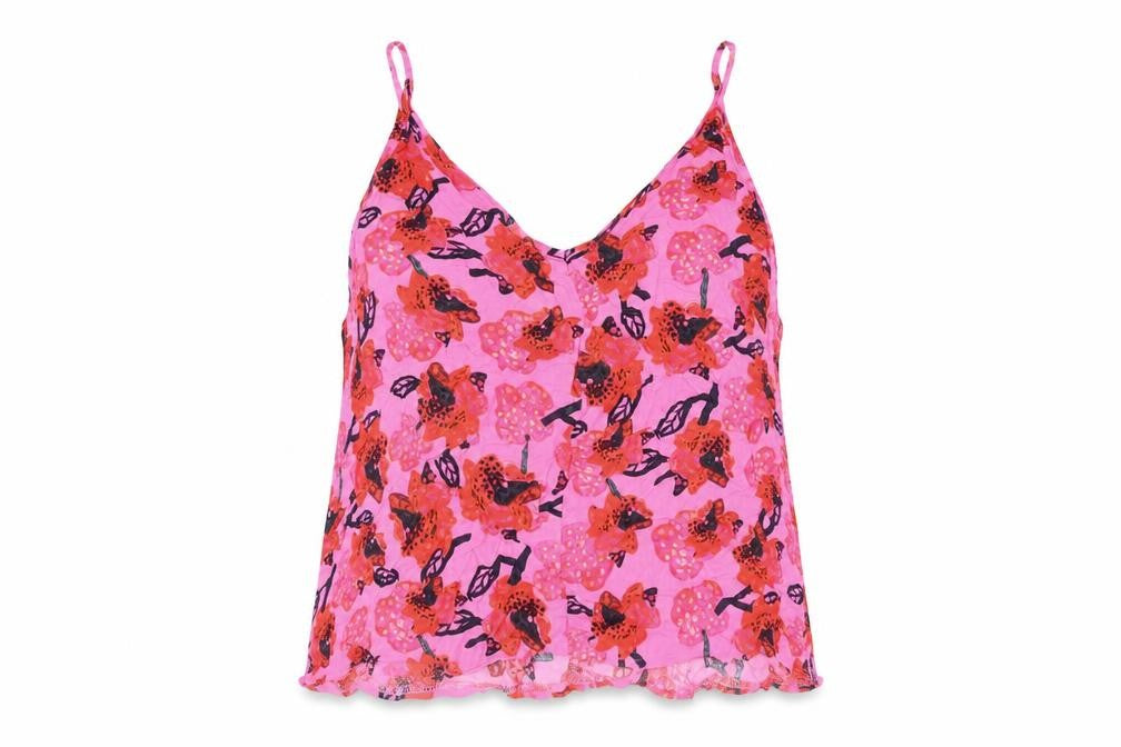 ASOS Womens Pink Geometric Viscose Camisole Blouse Size 14 V-Neck