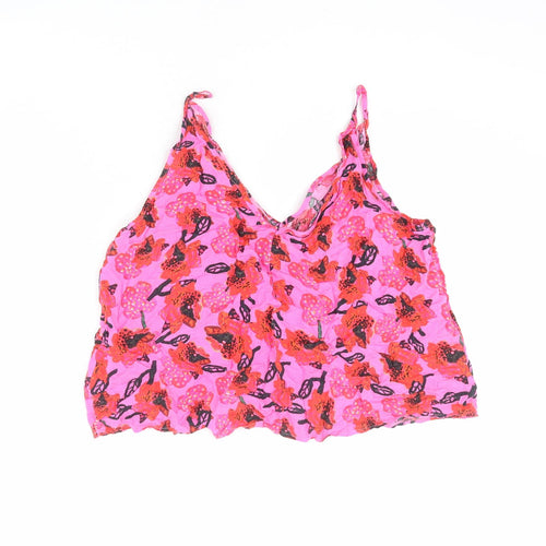 ASOS Womens Pink Geometric Viscose Camisole Blouse Size 14 V-Neck