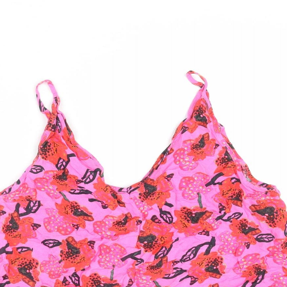 ASOS Womens Pink Geometric Viscose Camisole Blouse Size 14 V-Neck