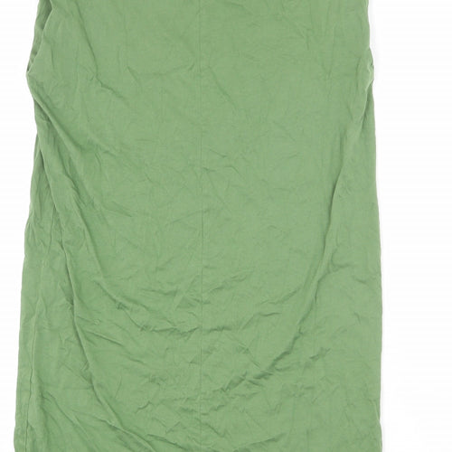 Very Womens Green Cotton T-Shirt Dress Size 10 Round Neck Pullover - Shoulder Pads