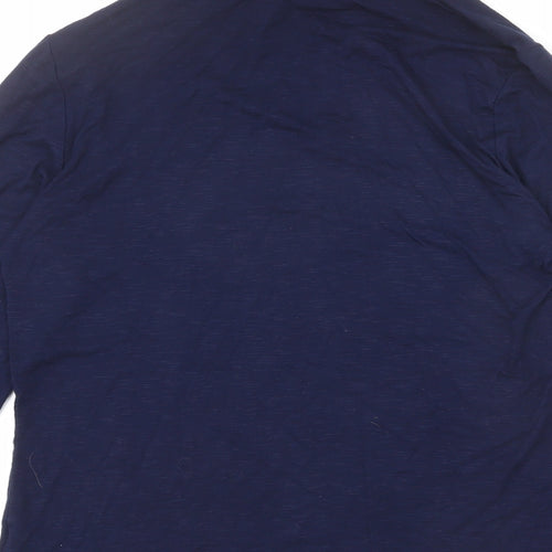 Marble Womens Blue Viscose Basic T-Shirt Size 10 High Neck - Button Detail