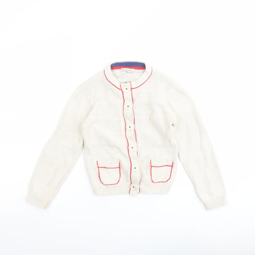 Indigo Girls Beige Crew Neck Cotton Cardigan Jumper Size 6-7 Years Button