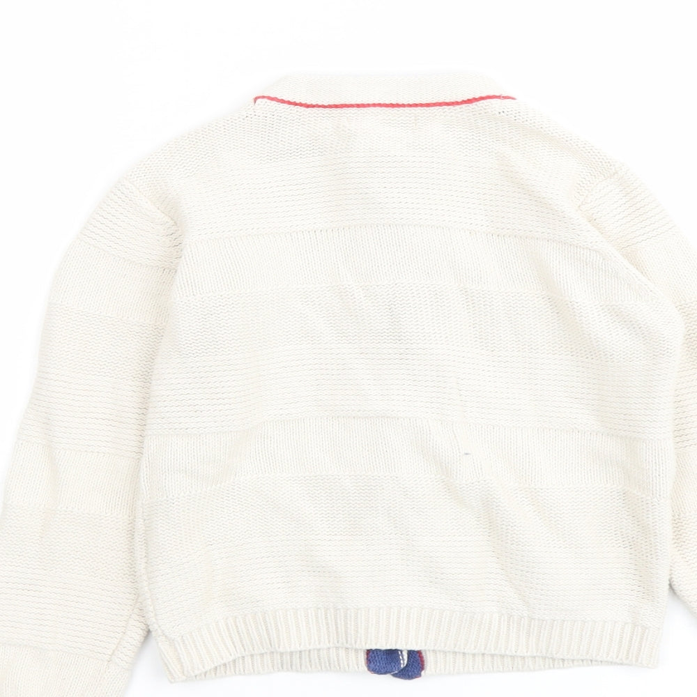 Indigo Girls Beige Crew Neck Cotton Cardigan Jumper Size 6-7 Years Button