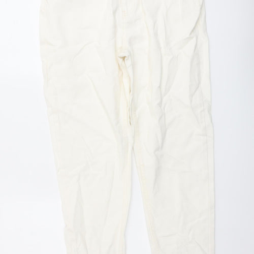 I SAW IT FIRST Womens Ivory Cotton Mom Jeans Size 10 L27 in Regular Button